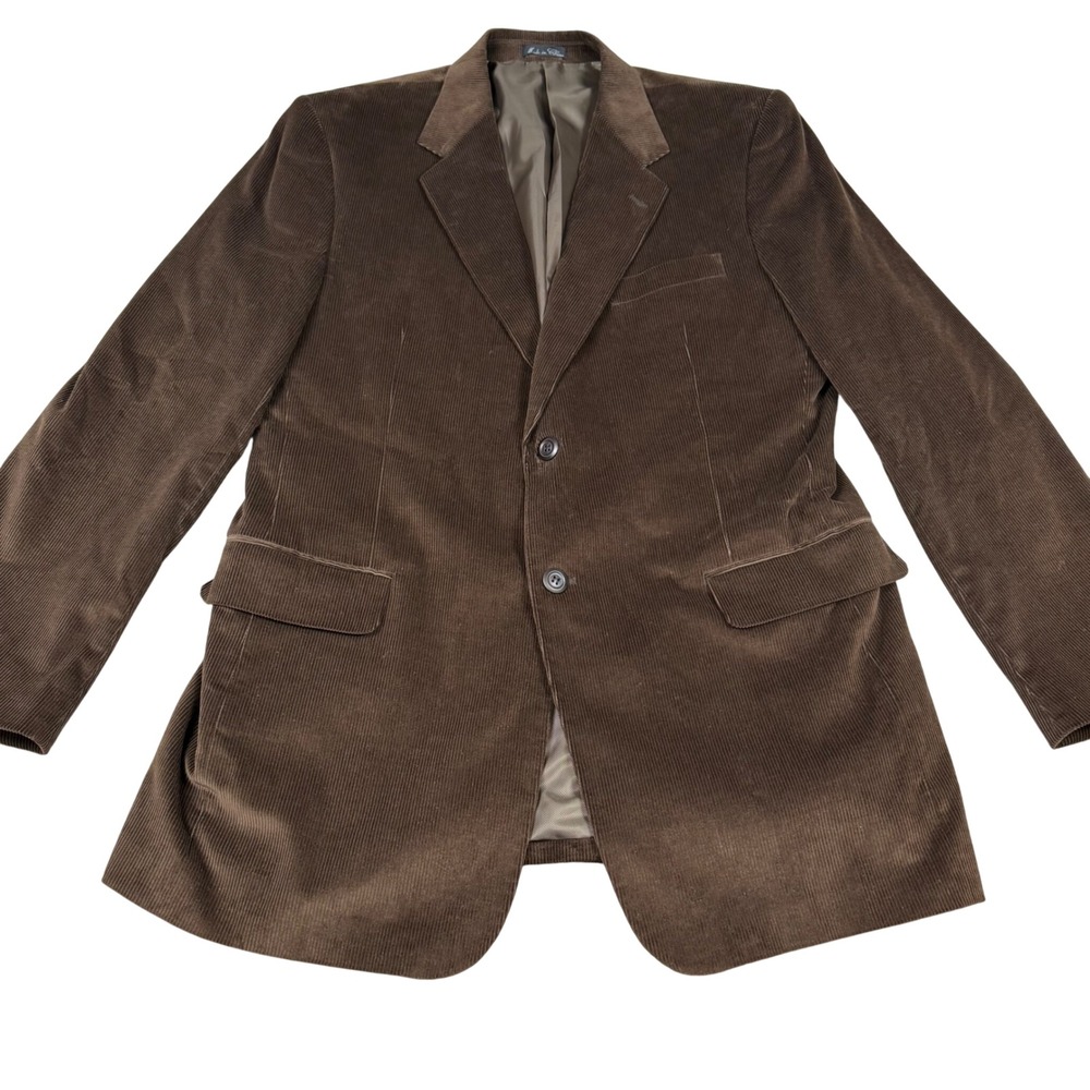 Alan Flusser Brown Corduroy Blazer Jacket 42L Mens Single Breasted 2 Button